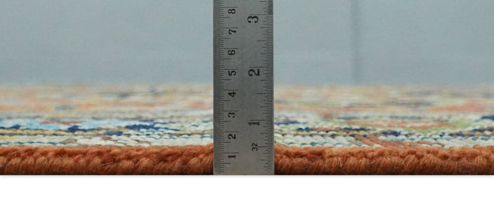 Ready to Ship 8x10 Rust and Blue Traditional Hand Knotted Wool Area Rug - The Rug Decor