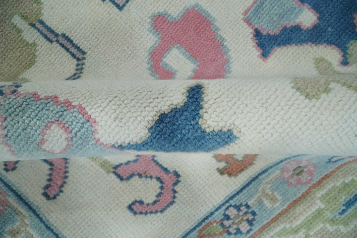 Ready to Ship 9x12 Ivory and Camel Hand Knotted Vibrant Colorful Traditional Oushak Wool Area Rug - The Rug Decor