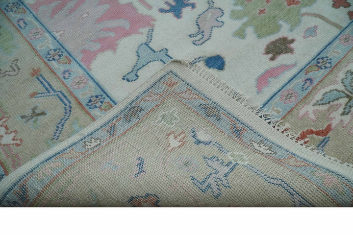 Ready to Ship 9x12 Ivory and Camel Hand Knotted Vibrant Colorful Traditional Oushak Wool Area Rug - The Rug Decor