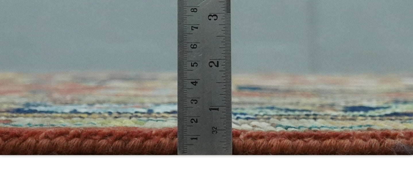 Ready to Ship 9x12 Rust and Blue Traditional Vintage Style Hand Knotted Wool Area Rug - The Rug Decor