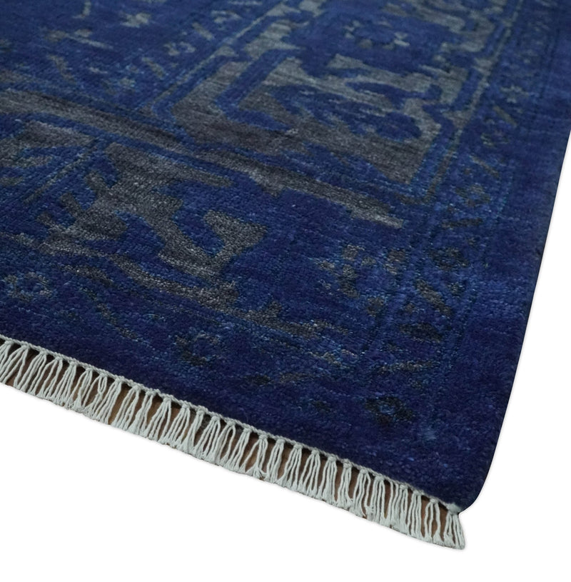 Ready to Ship Blue and Gray Hand knotted Oushak 8x10 and 9x12 wool Area Rug - The Rug Decor