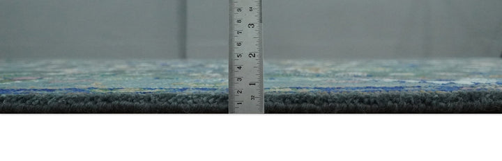 Ready to Ship Hand Knotted Green Moss and Blue Traditional Turkish Design Wool Rug - The Rug Decor