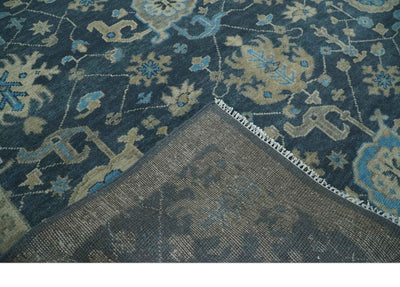 Ready to Ship Hand Knotted Oriental Turkish Oushak Blue and Camel Wool Area Rug - The Rug Decor