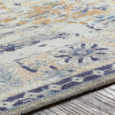 Ready to Ship Hand knotted Transitional Blue, Ivory, Camel and Gray Premium Area Rug - The Rug Decor