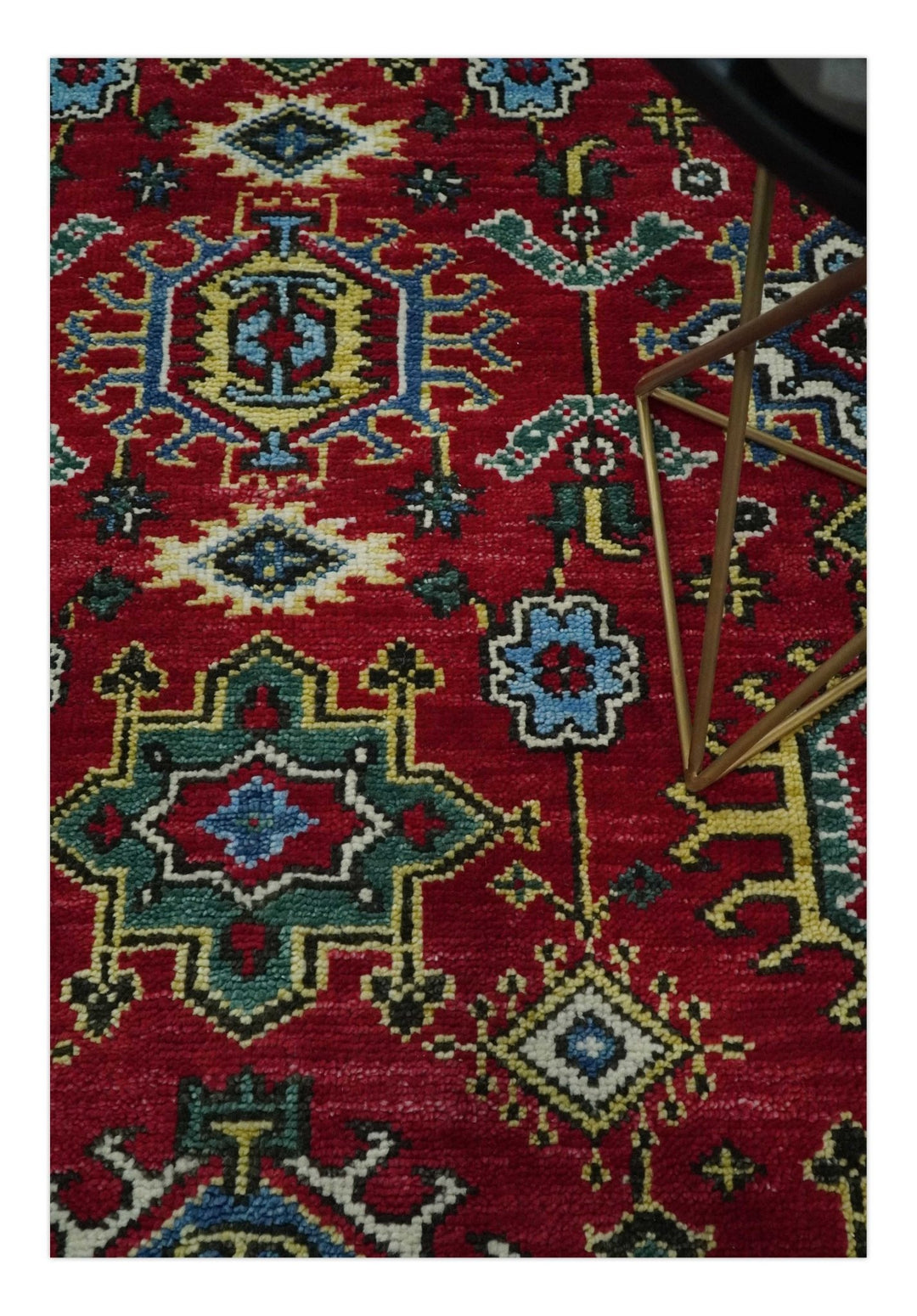 Red and Blue Antique Turkish Kashgar 5x8, 6x9, 8x10, 9x12, 10x14 and 12x15 Hand Knotted Red and Blue Traditional Vintage Persian Wool Rug | TRDCP813 - The Rug Decor