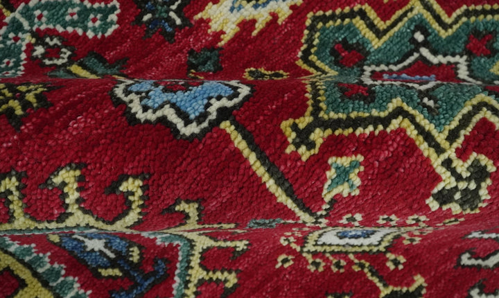 Red and Blue Antique Turkish Kashgar 5x8, 6x9, 8x10, 9x12, 10x14 and 12x15 Hand Knotted Red and Blue Traditional Vintage Persian Wool Rug | TRDCP813 - The Rug Decor
