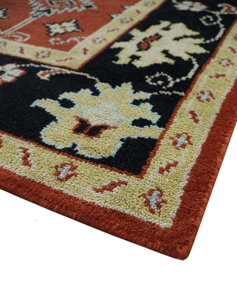 Red, Black and Beige Traditional Oriental Hand Knotted Custom Made Wool Area Rug - The Rug Decor