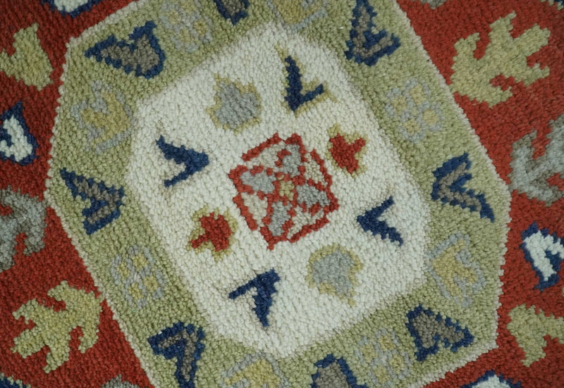 Red, Brown and Olive Traditional Hand knotted Custom Made Wool Area Rug - The Rug Decor