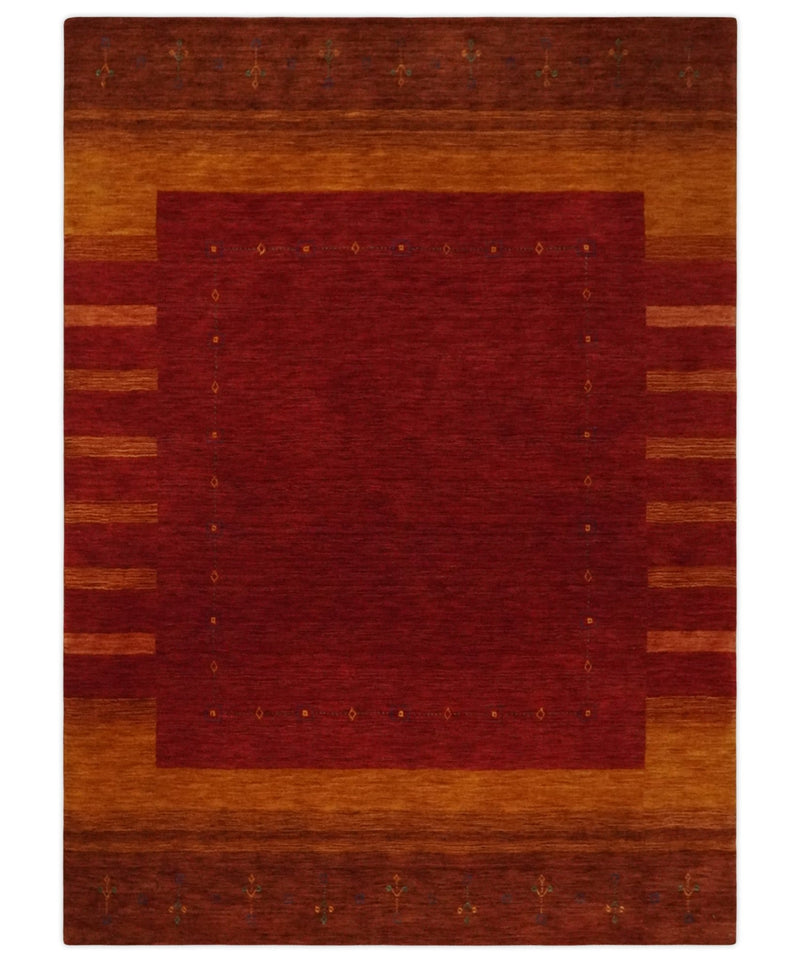 Red, Gold and Brown Wool Hand Woven Southwestern Lori Gabbeh Rug| KNT28 - The Rug Decor
