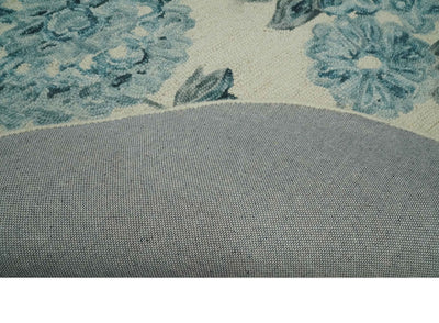 Round 3x3, 4x4, 5x5, 6x6, 8x8, 9x9 Feet Beige, Gray and Charcoal Hand Tufted Floral Farmhouse Wool Area Rug | TRDMA169 - The Rug Decor