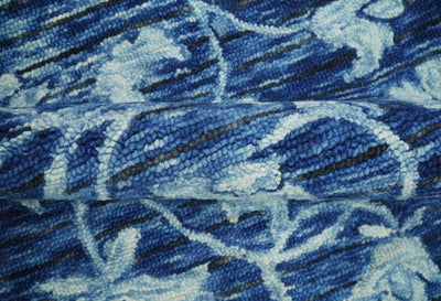 Round 3x3, 4x4, 5x5, 6x6, 8x8, 9x9 Feet Ivory and Blue Hand Tufted Floral Farmhouse Wool Area Rug | TRDMA166 - The Rug Decor