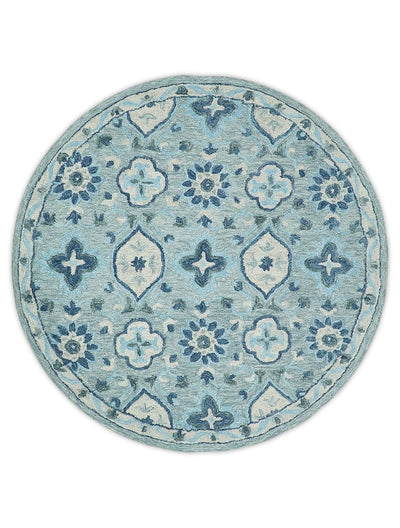Round Hand Hooked Turkish Design Traditional Wool Area Rug - The Rug Decor