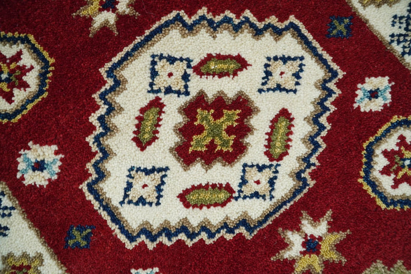 Runner 2x4 Red and Ivory Wool Hand Knotted traditional Persian Vintage Southwestern Kazak | TRDCP29824 - The Rug Decor