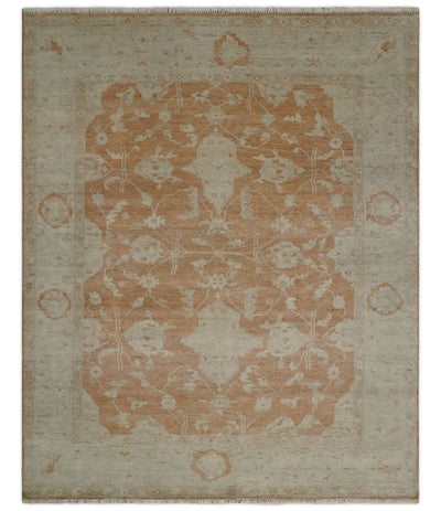 Rust and Beige Hand knotted Oriental Oushak 8x10 wool Area Rug - The Rug Decor