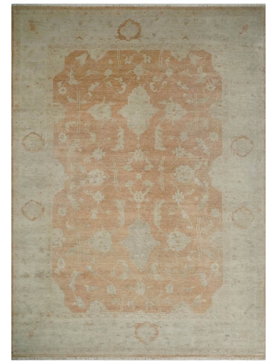 Rust and Beige Hand knotted Traditional Oushak 8x10, 9x12 and 10x14 wool Area Rug - The Rug Decor