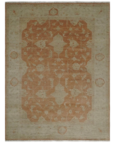 Rust and Beige Hand knotted Traditional Oushak 8x10 and 9x12 wool Area Rug - The Rug Decor
