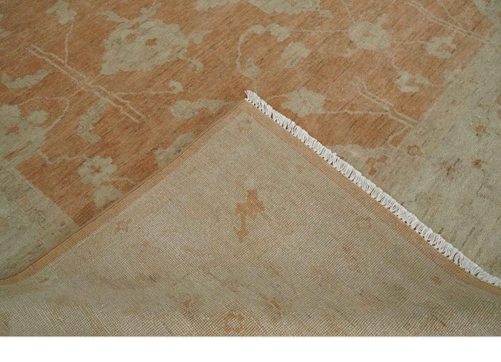 Rust and Beige Hand knotted Traditional Oushak 8x10 and 9x12 wool Area Rug - The Rug Decor