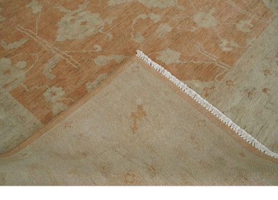 Rust and Beige Hand knotted Traditional Oushak 8x10 and 9x12 wool Area Rug - The Rug Decor