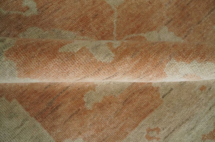Rust and Beige Hand knotted Traditional Oushak 8x10 and 9x12 wool Area Rug - The Rug Decor