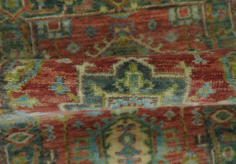 Rust and Green Hand Knotted Antique 2x3 Traditional Wool Rug - The Rug Decor