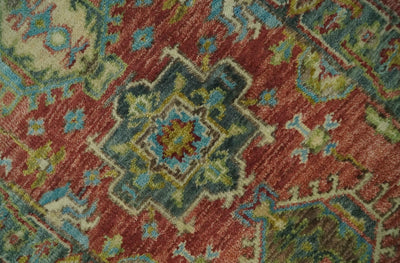 Rust and Green Hand Knotted Antique 2x3 Traditional Wool Rug - The Rug Decor