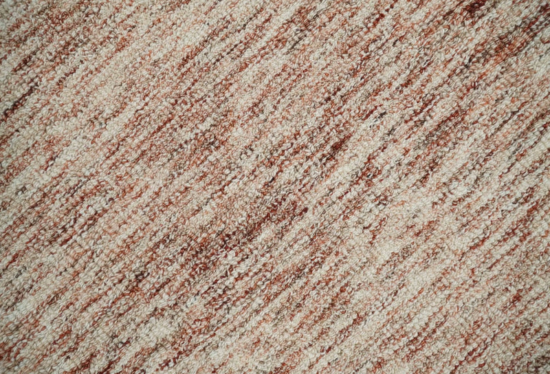 Rust and Ivory Abstract Wool Hand Woven 2x3, 3x5, 5x8, 6x9, 8x10 and 9x12 Layering Area Rug | UL63 - The Rug Decor