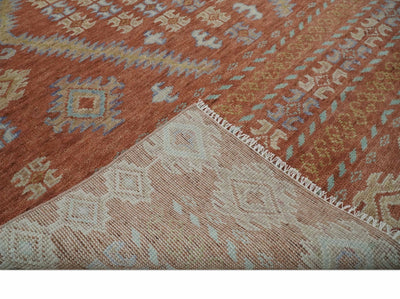Rust, Beige and Blue Hand knotted Traditional Multi Size Oriental wool Area Rug - The Rug Decor