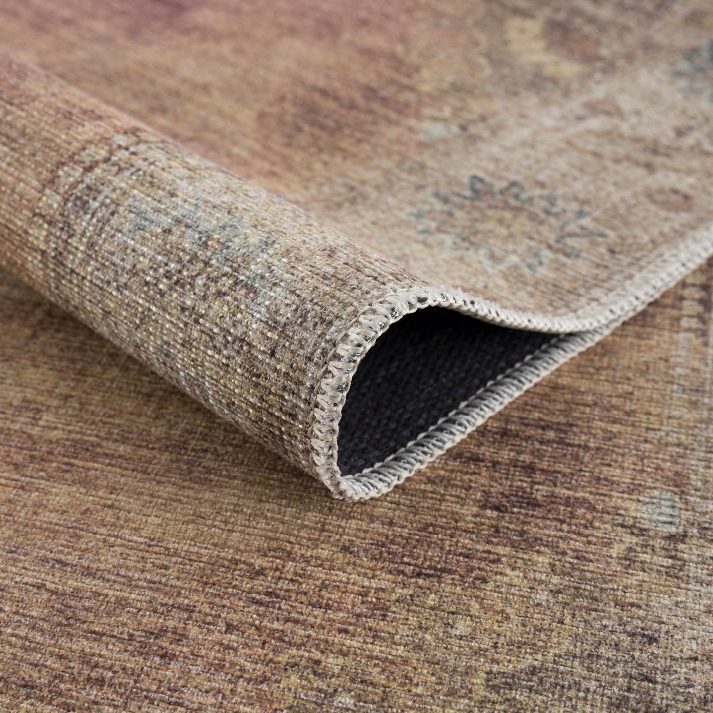 Rust, Beige, Brown and Charcoal vintage Style Medallion design Machine washable Rug - The Rug Decor