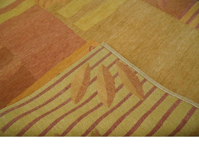 Rust, Gold, Brown and Mustard Modern Geometrical Blocks Hand loom 5x8 wool Area Rug - The Rug Decor