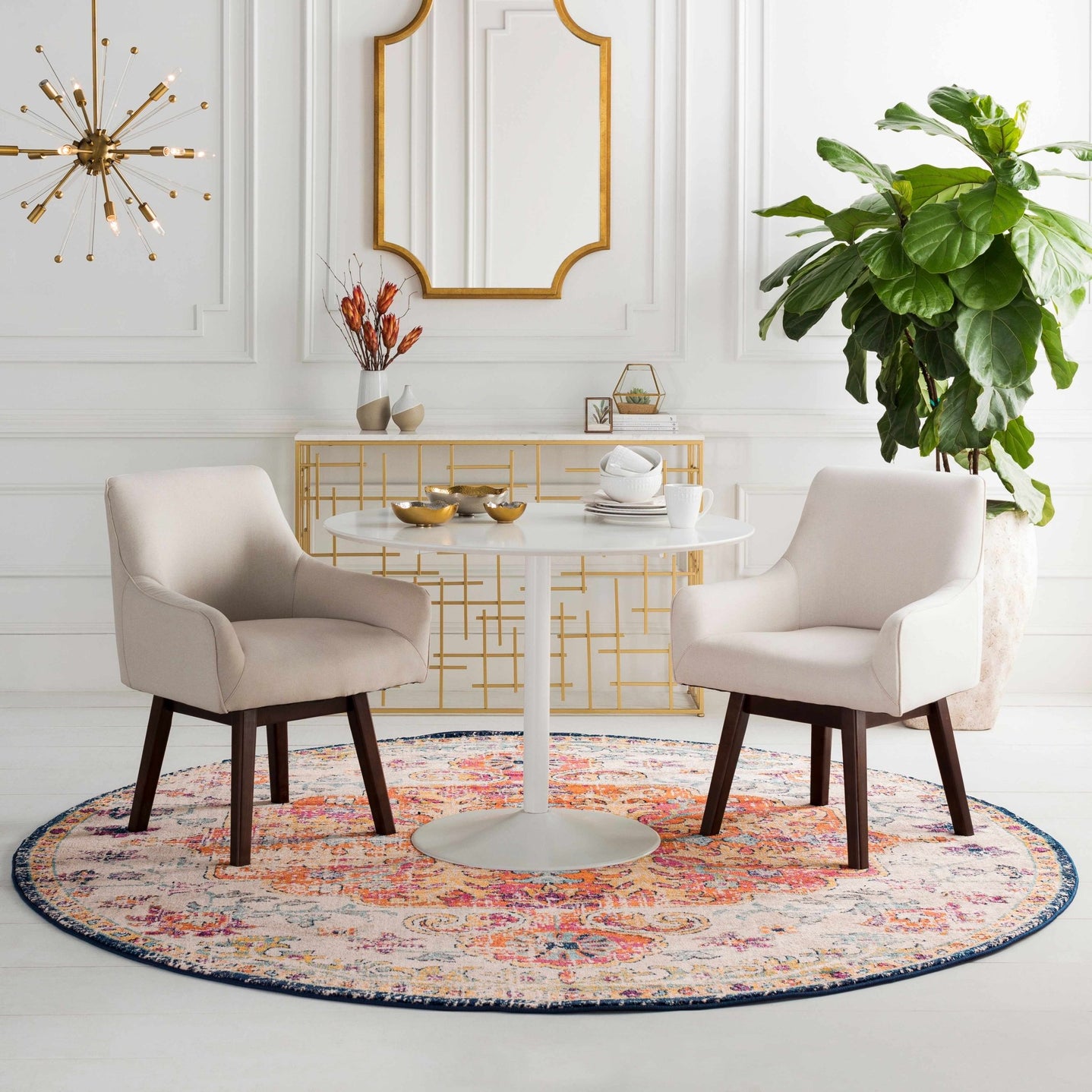 Rust, Ivory and Teal Traditional Medallion Heriz Multi size Turkish Design area Rug - The Rug Decor