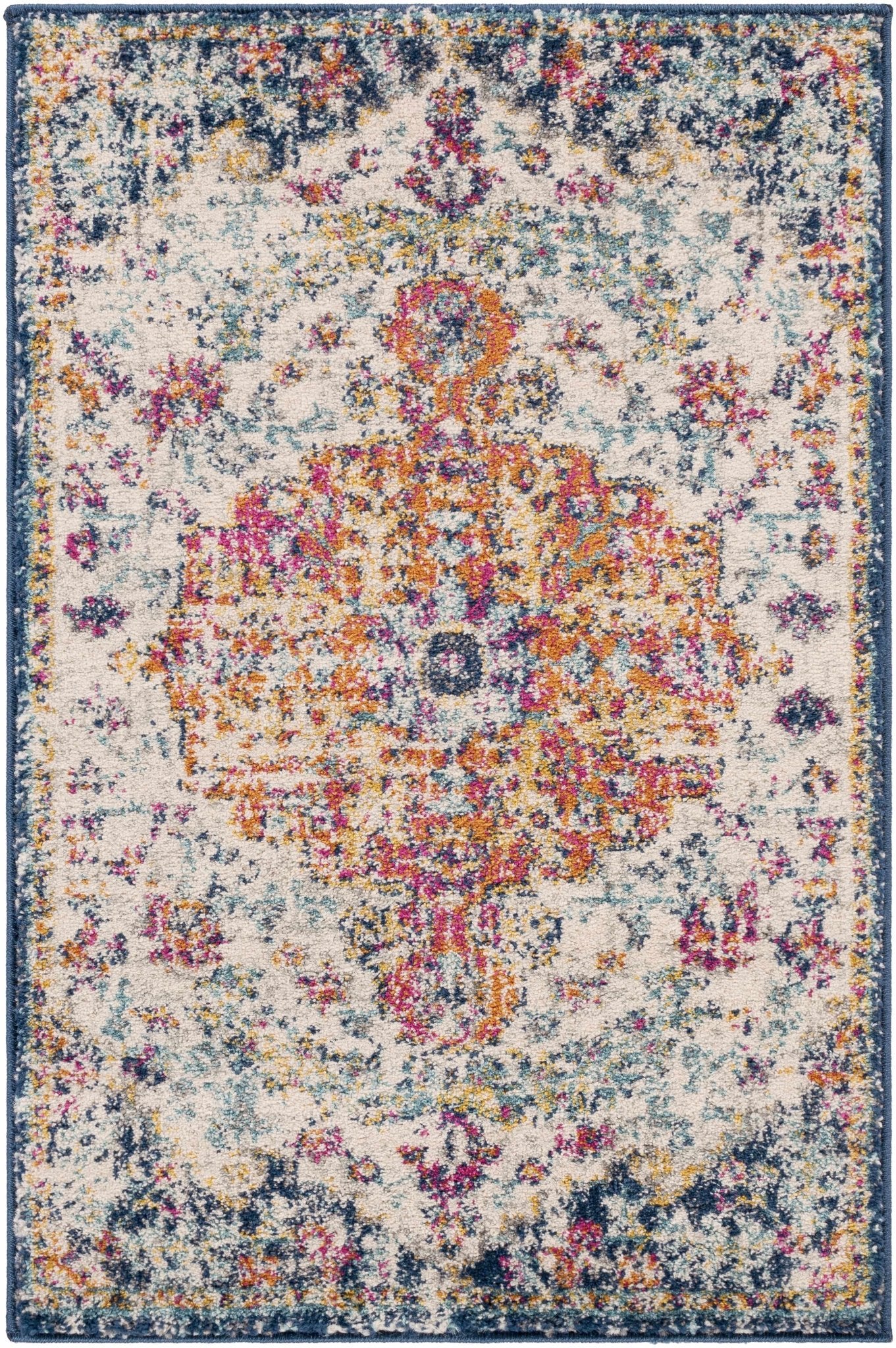 Rust, Ivory and Teal Traditional Medallion Heriz Multi size Turkish Design area Rug - The Rug Decor