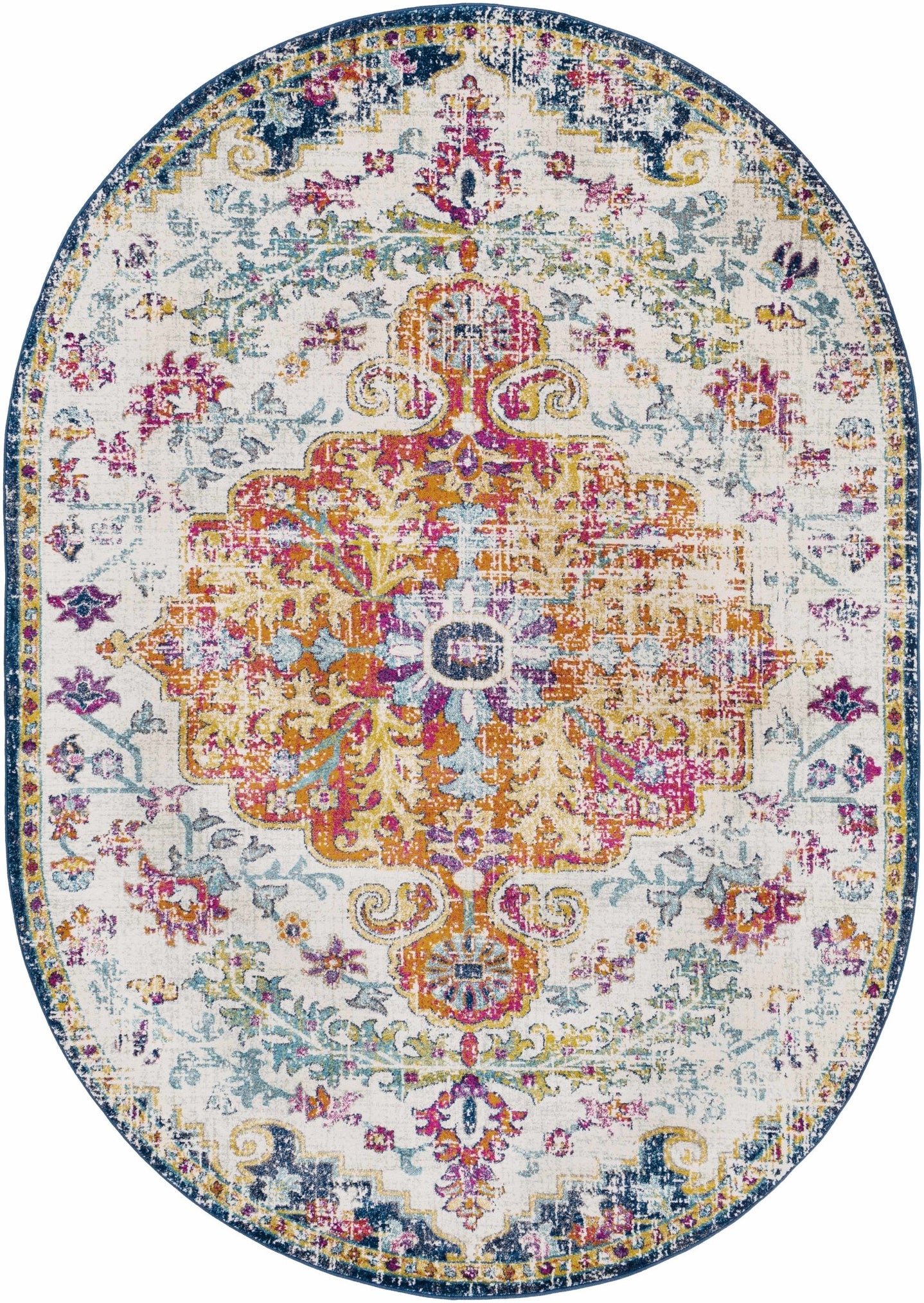 Rust, Ivory and Teal Traditional Medallion Heriz Multi size Turkish Design area Rug - The Rug Decor