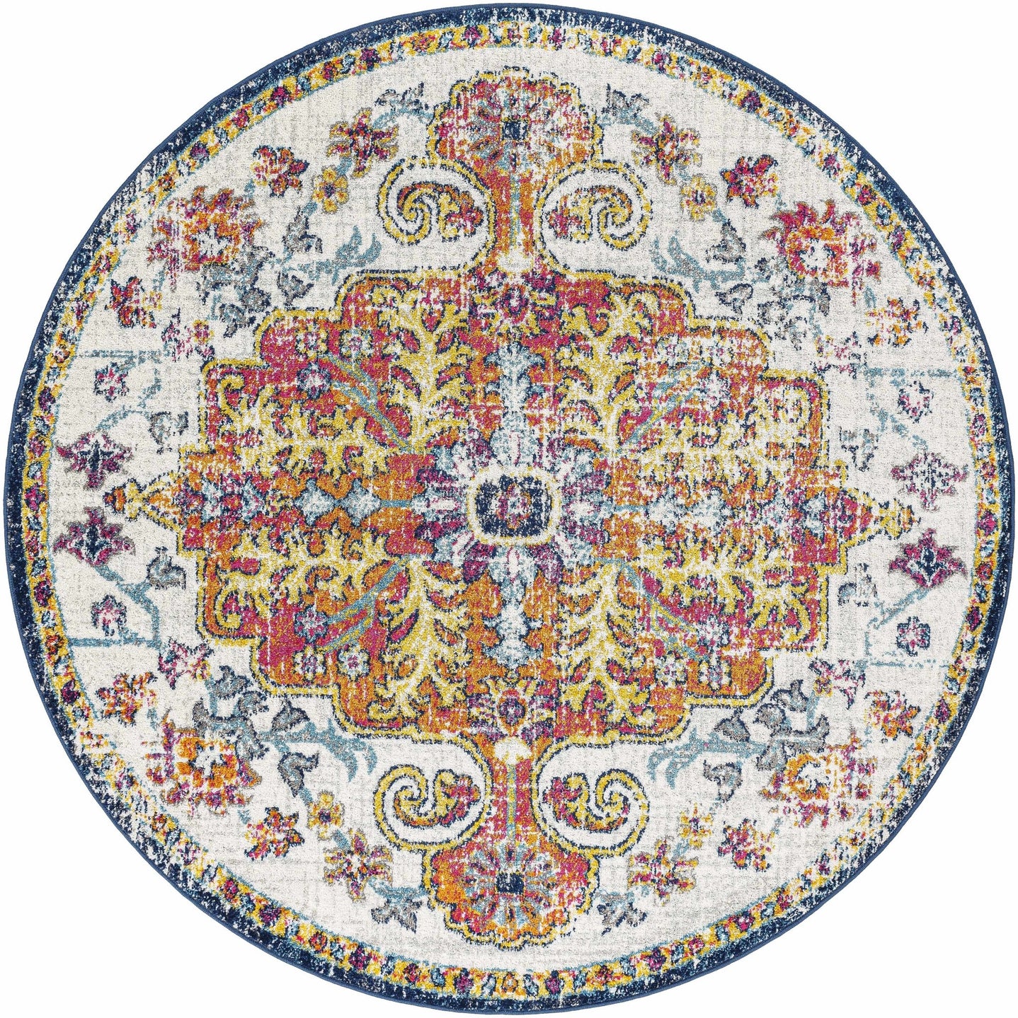 Rust, Ivory and Teal Traditional Medallion Heriz Multi size Turkish Design area Rug - The Rug Decor