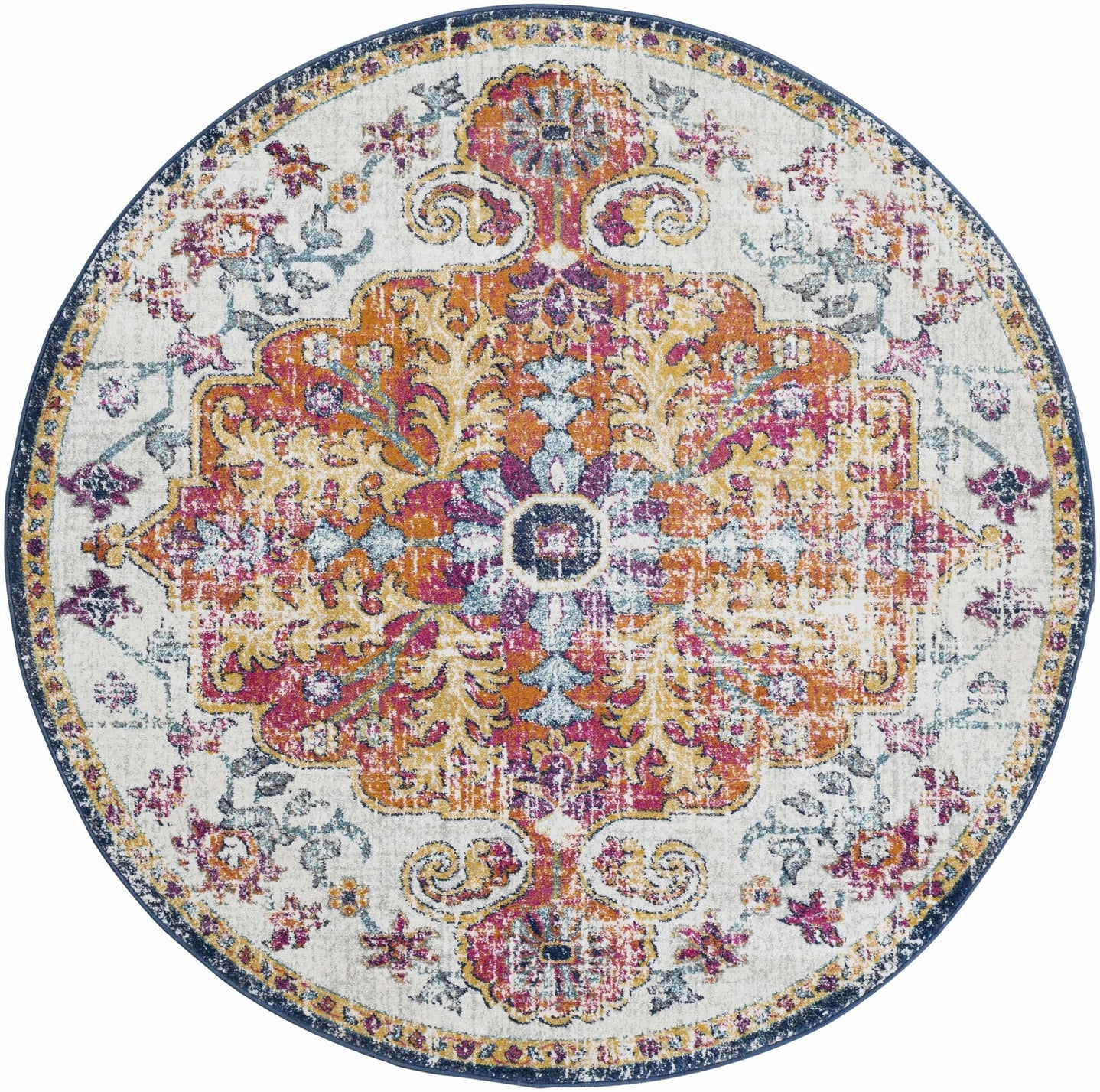 Rust, Ivory and Teal Traditional Medallion Heriz Multi size Turkish Design area Rug - The Rug Decor