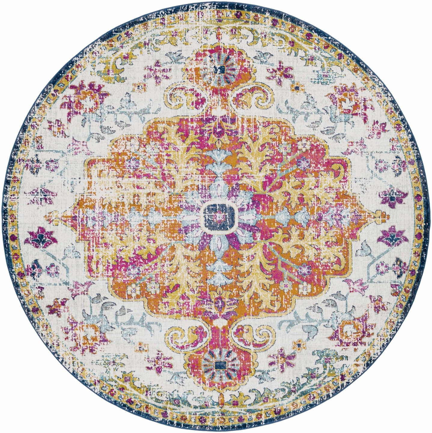 Rust, Ivory and Teal Traditional Medallion Heriz Multi size Turkish Design area Rug - The Rug Decor