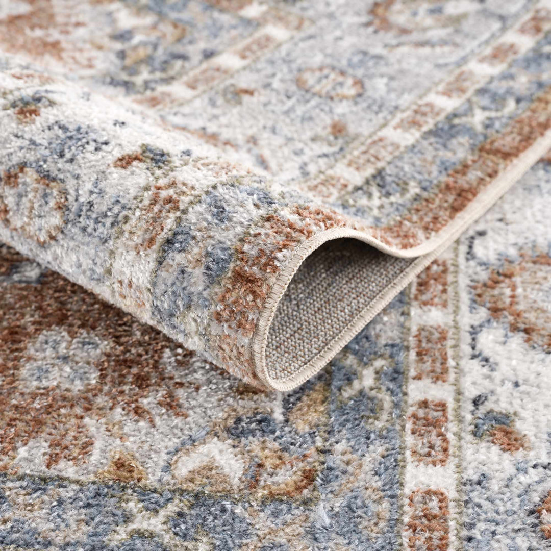Rust, Silver and Charcoal Traditional Oushak Washable Area Rug - The Rug Decor