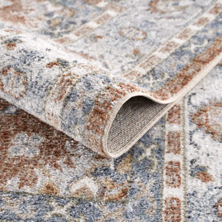 Rust, Silver and Charcoal Traditional Oushak Washable Area Rug - The Rug Decor