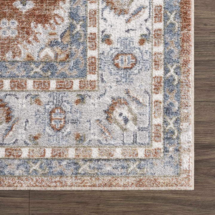 Rust, Silver and Charcoal Traditional Oushak Washable Area Rug - The Rug Decor