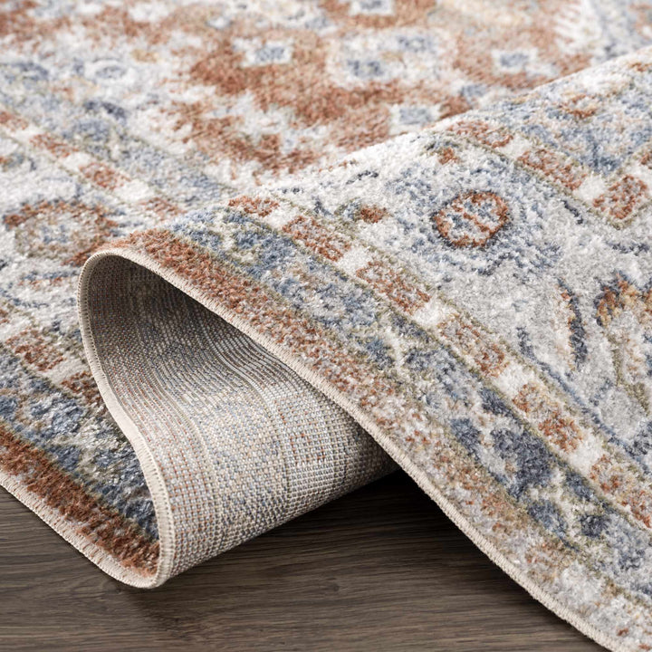 Rust, Silver and Charcoal Traditional Oushak Washable Area Rug - The Rug Decor