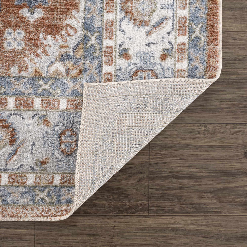 Rust, Silver and Charcoal Traditional Oushak Washable Area Rug - The Rug Decor