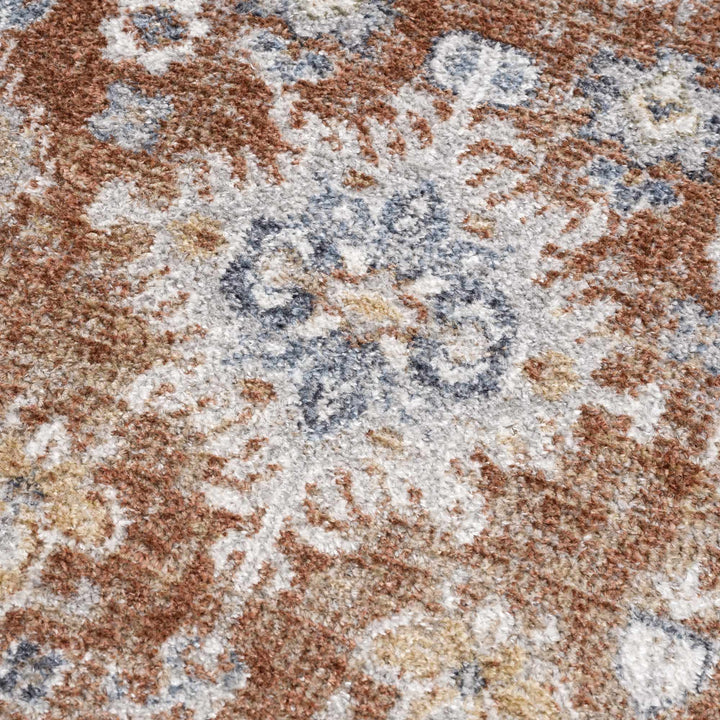 Rust, Silver and Charcoal Traditional Oushak Washable Area Rug - The Rug Decor