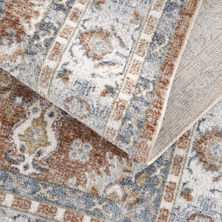 Rust, Silver and Charcoal Traditional Oushak Washable Area Rug - The Rug Decor
