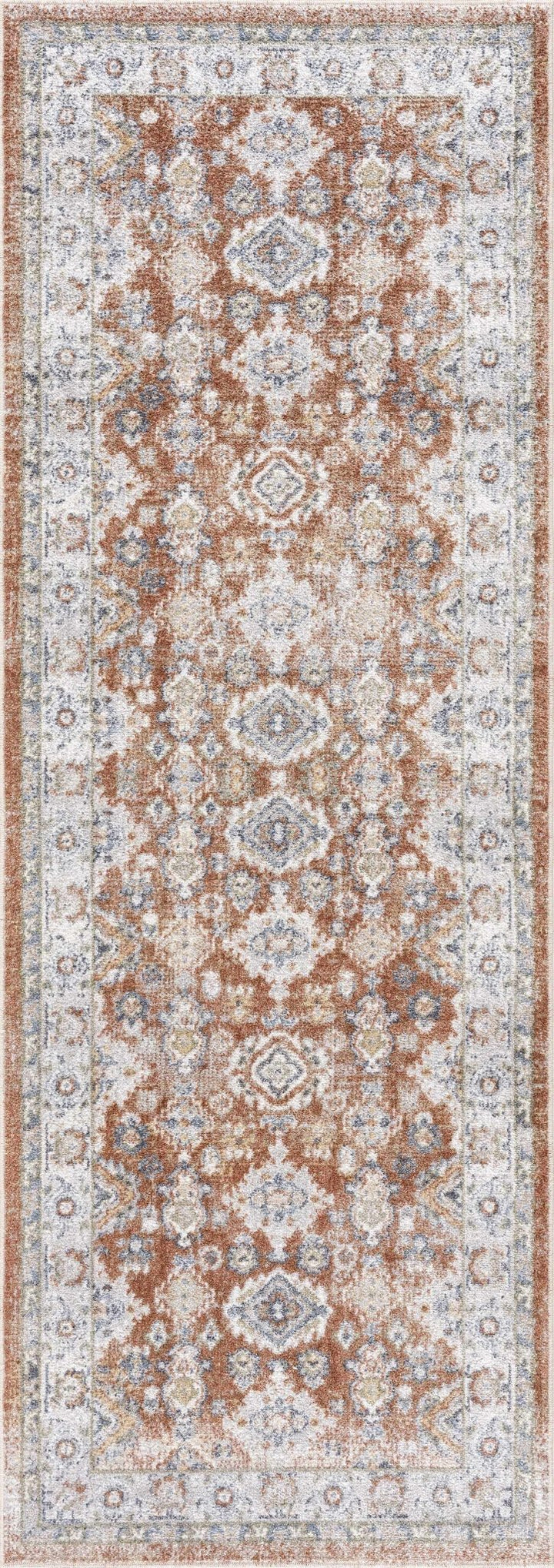 Rust, Silver and Charcoal Traditional Oushak Washable Area Rug - The Rug Decor