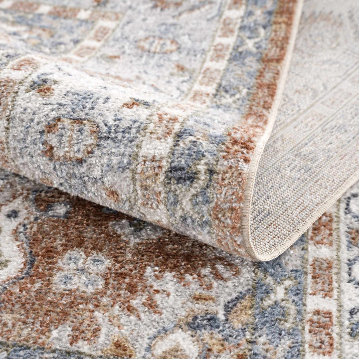 Rust, Silver and Charcoal Traditional Oushak Washable Area Rug - The Rug Decor