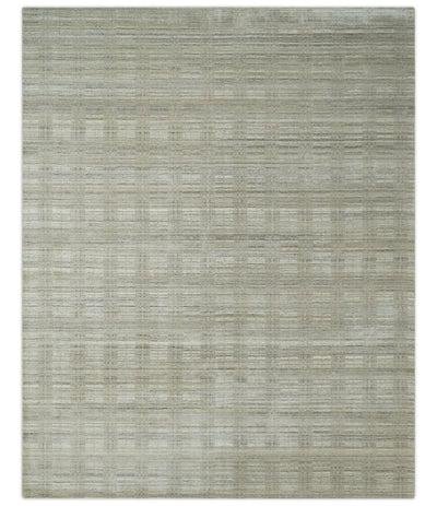 Shaded Beige, Camel and Brown Scandinavian 8x10 Hand Made Blended Wool Flatwoven Area Rug | KE34 - The Rug Decor