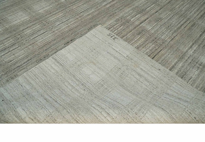 Shaded Beige, Camel and Brown Scandinavian 8x10 Hand Made Blended Wool Flatwoven Area Rug | KE34 - The Rug Decor