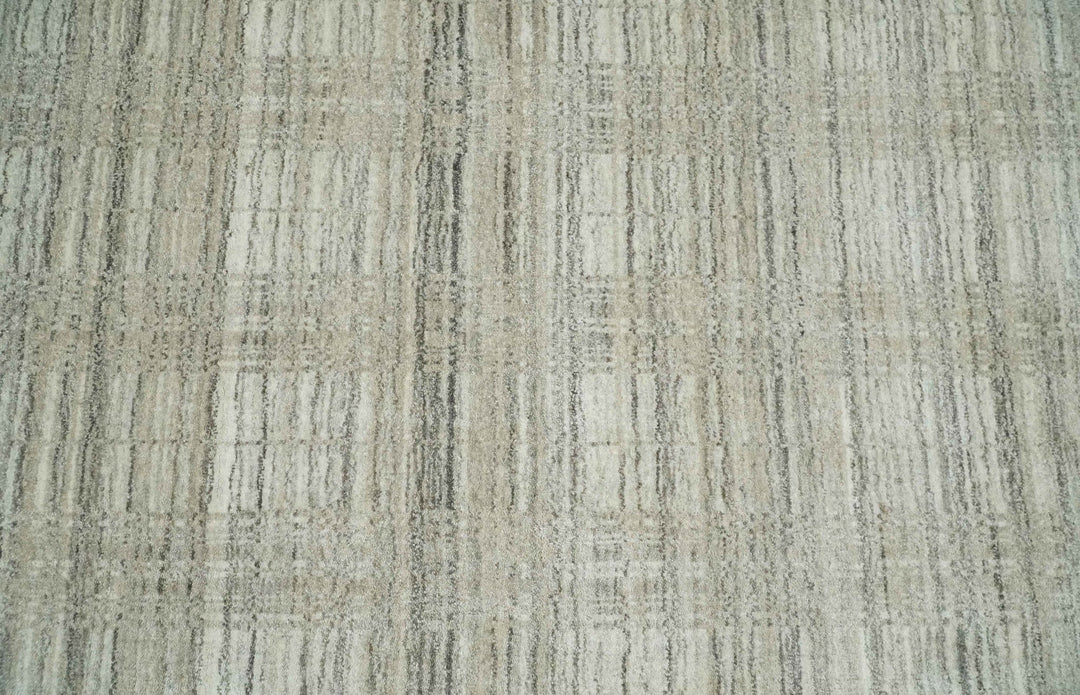 Shaded Beige, Camel and Brown Scandinavian 8x10 Hand Made Blended Wool Flatwoven Area Rug | KE34 - The Rug Decor