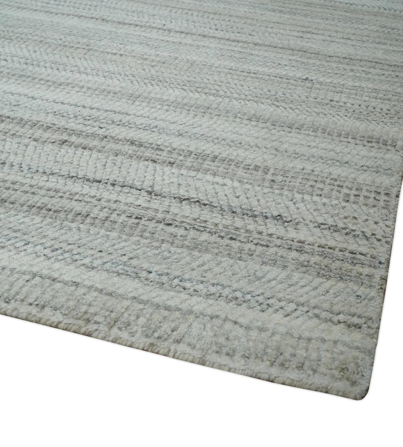 Shaded Beige, Camel and Brown Scandinavian 8x10 Hand Made Blended Wool Flatwoven Area Rug | KE4 - The Rug Decor