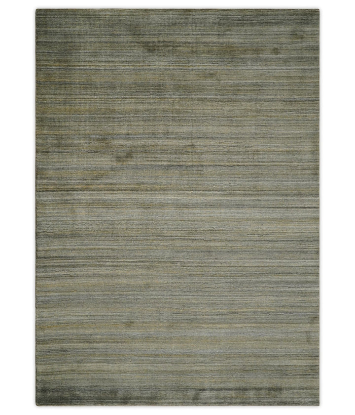 Shaded Beige Scandinavian 5x7 Blended Bamboo Silk Flatwoven Area Rug, Dinning, Kids Rug | HL45 - The Rug Decor