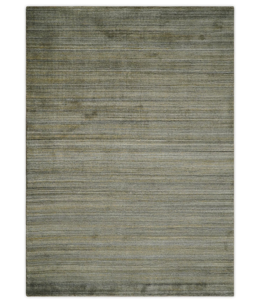 Shaded Beige Scandinavian 5x7 Blended Bamboo Silk Flatwoven Area Rug, Dinning, Kids Rug | HL45 - The Rug Decor